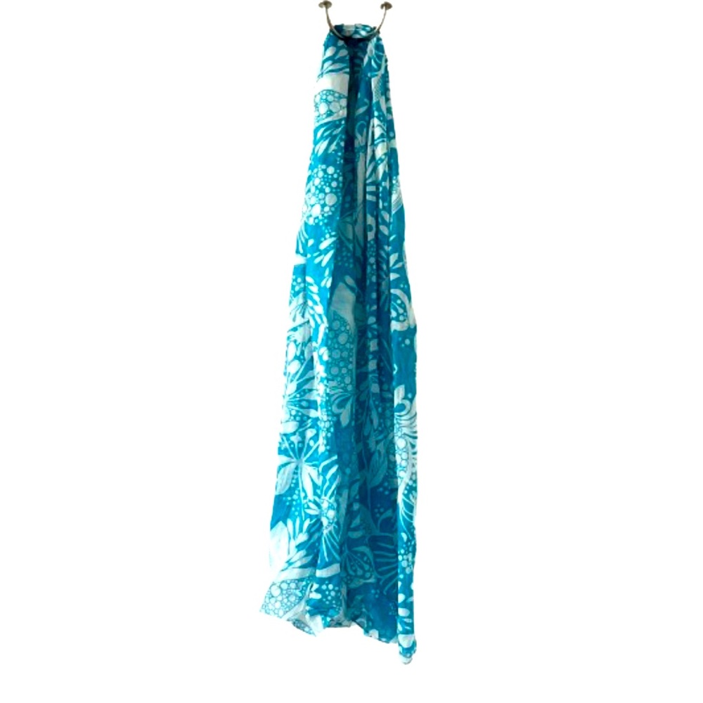 SAYAMI New York Cotton Aqua Floral Print Scarf